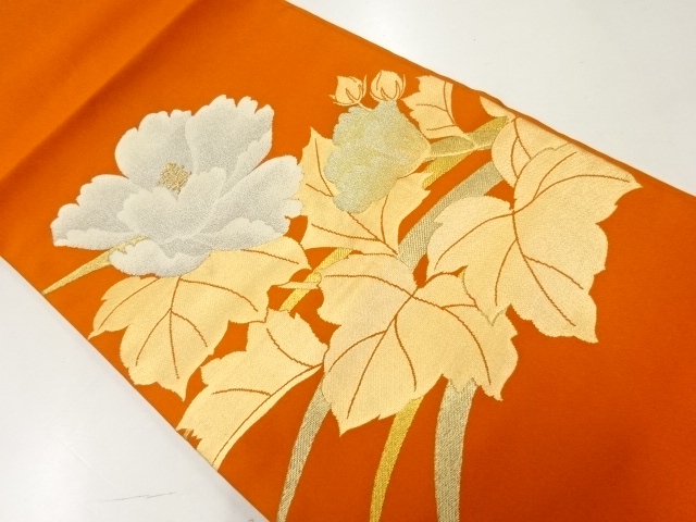 JAPANESE NAGOYA OBI / WOVEN FLORAL PLANTS